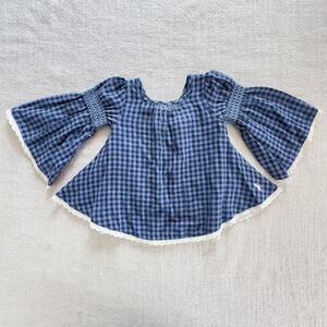 Well Dressed Wolf Blue Gingham Bell-sleeve Boho Top VGUC 18mo